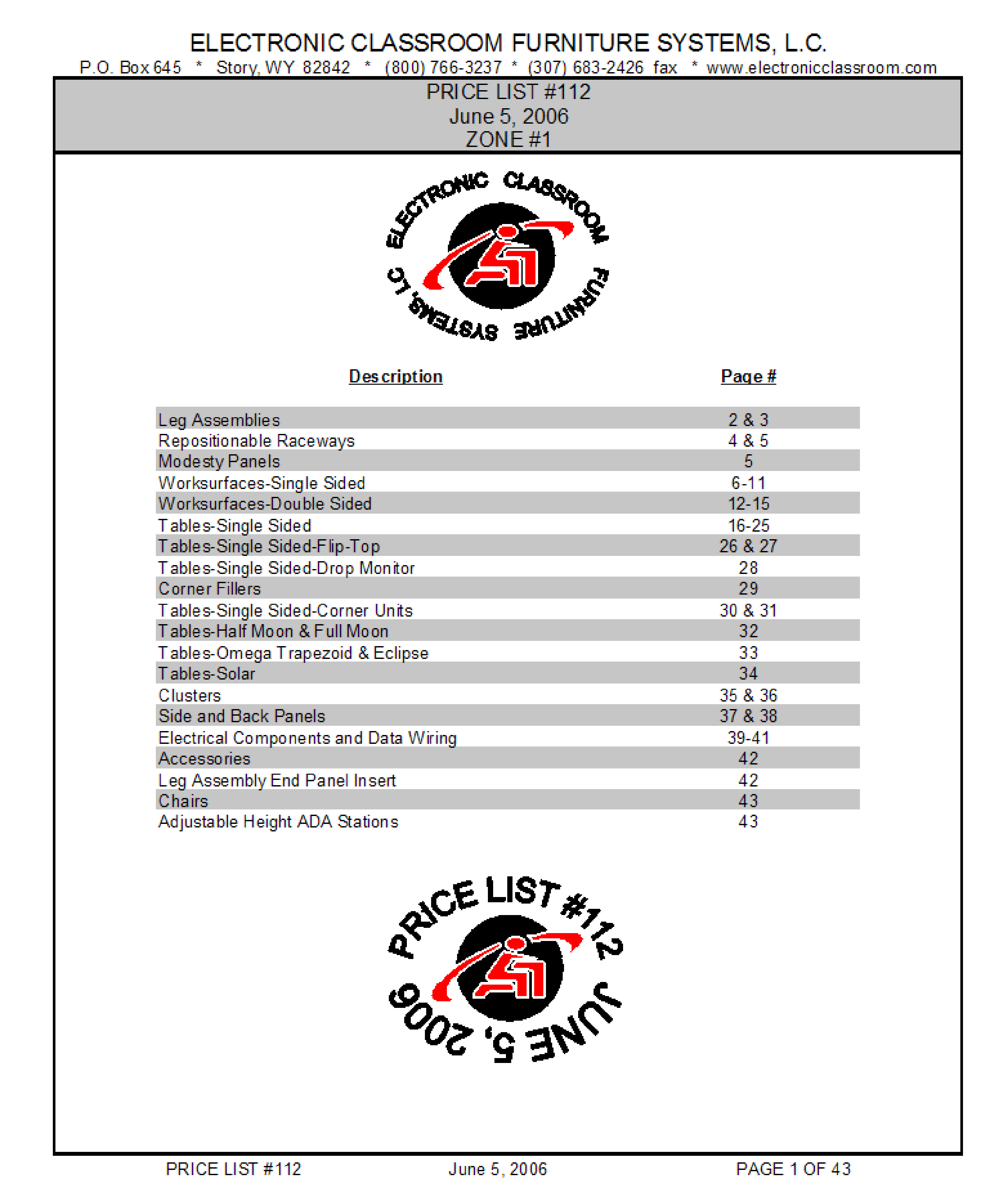 Click to view price list in Adobe Acrobat